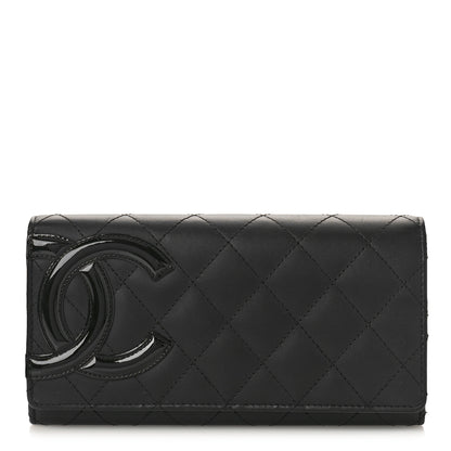 Chanel Calfskin Quilted Cambon Gusset Flap Wallet Black 1 of 8