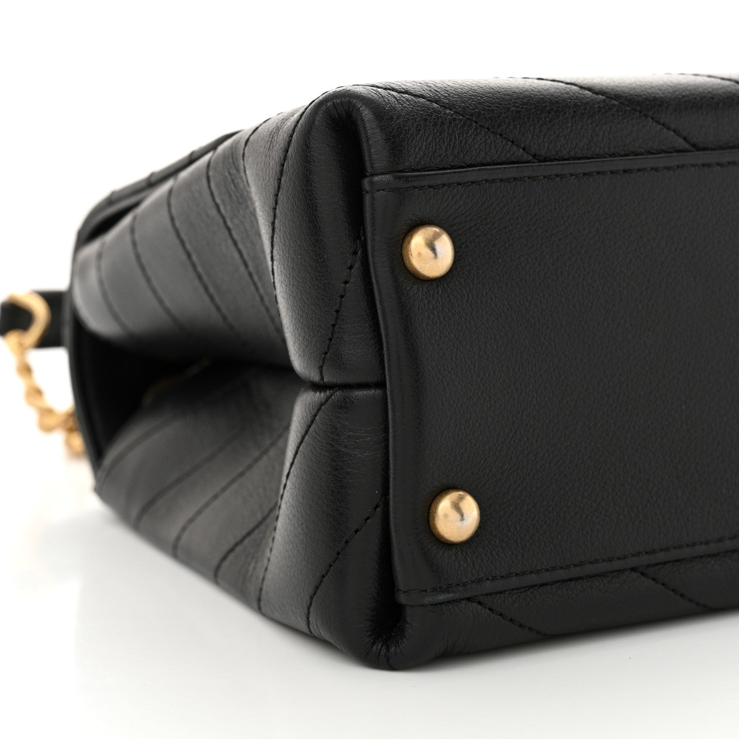 Chanel Grained Calfskin Snakeskin Small Chevron Chic Top Handle Flap Black 9 of 14