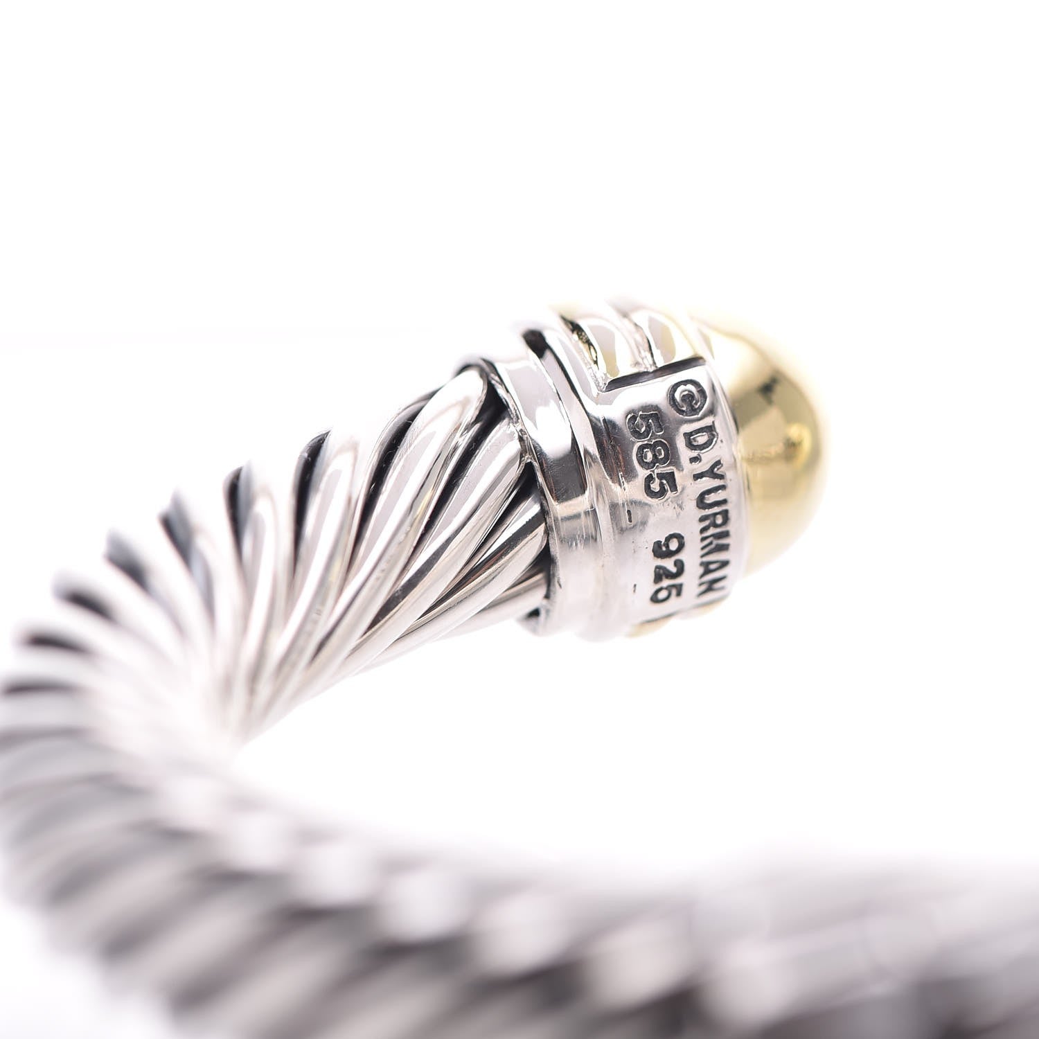 David Yurman Sterling Silver 14K Yellow Gold 10mm Cable Classics Bracelet 4 of 5