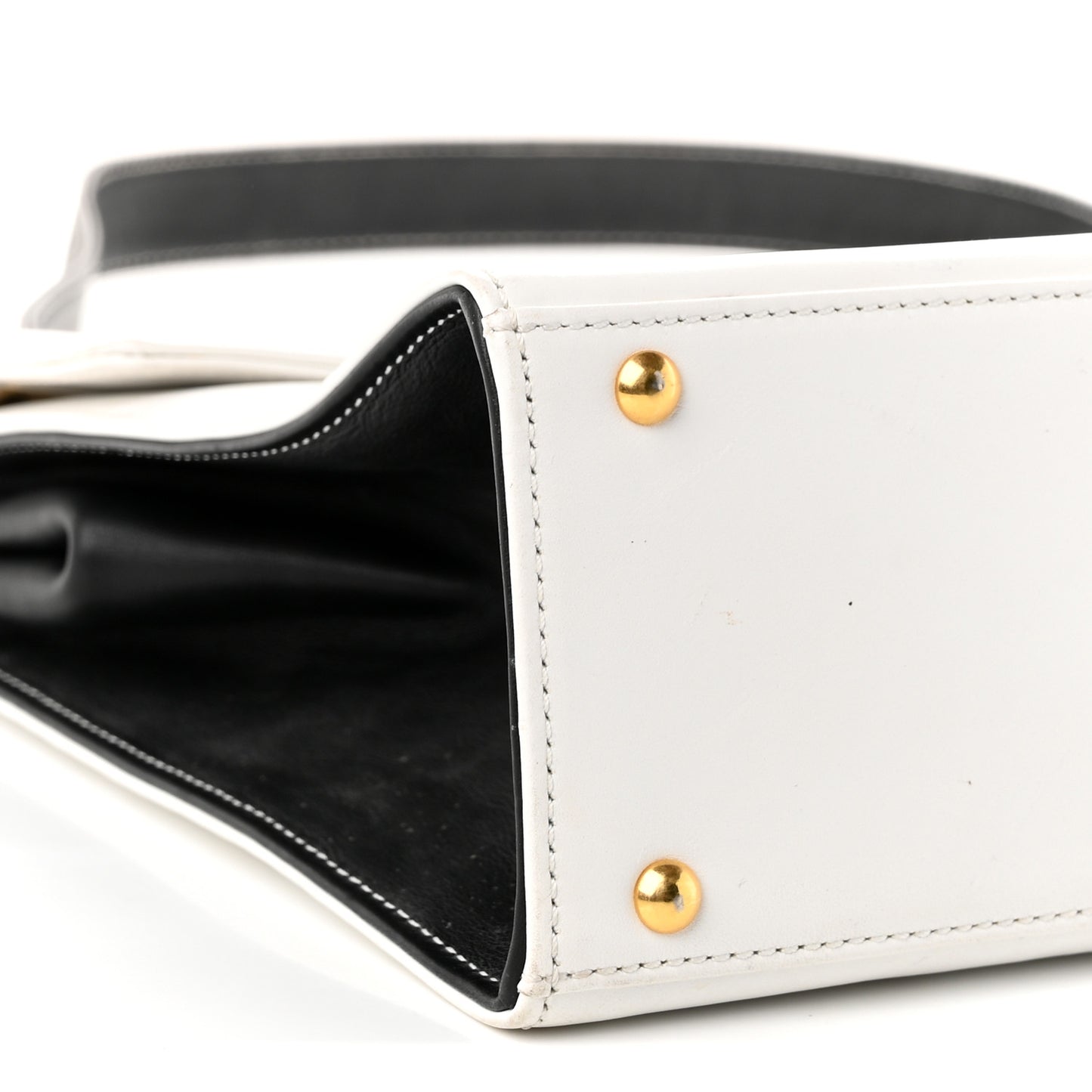 Calfskin Flap Shoulder Bag White Black