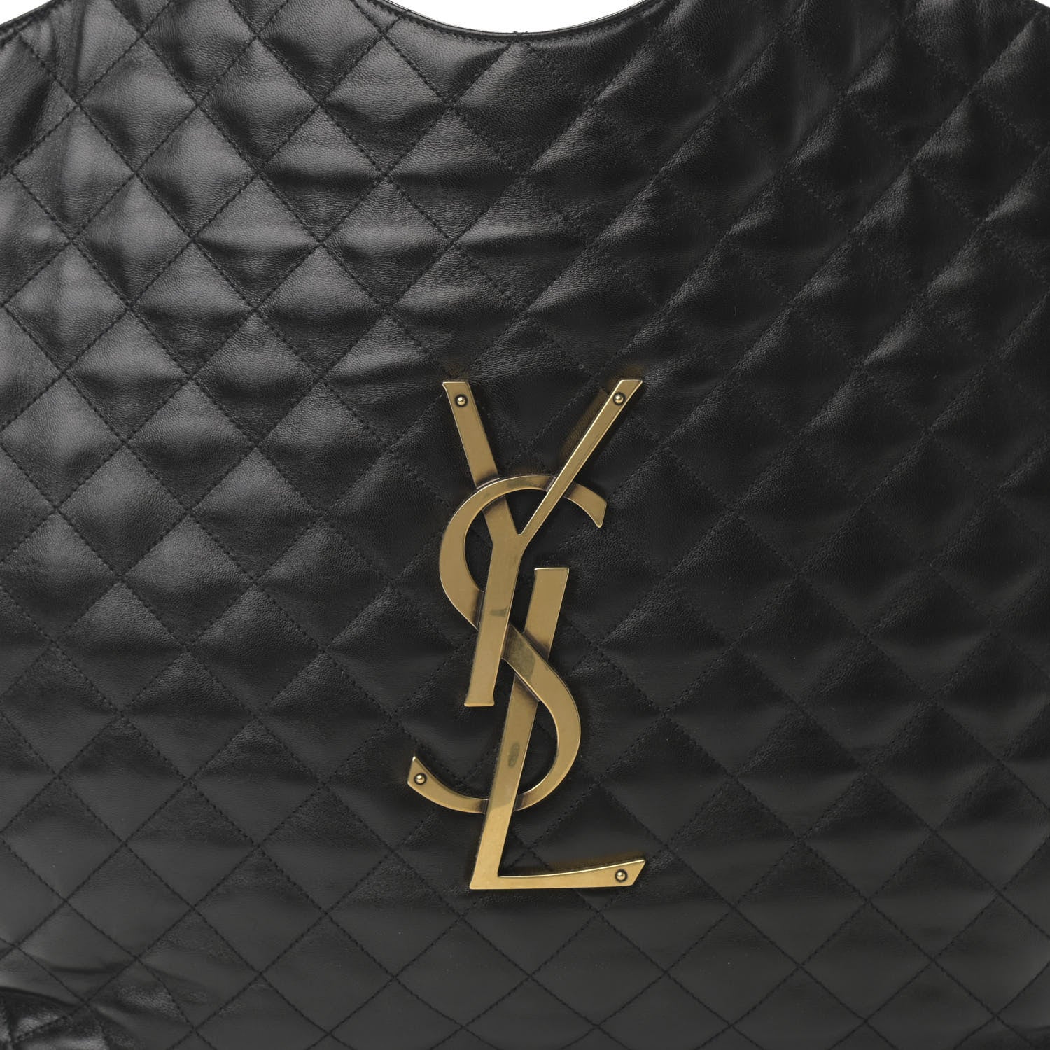 Saint Laurent Lambskin Quilted Maxi Icare Shopping Tote Black 9 of 11