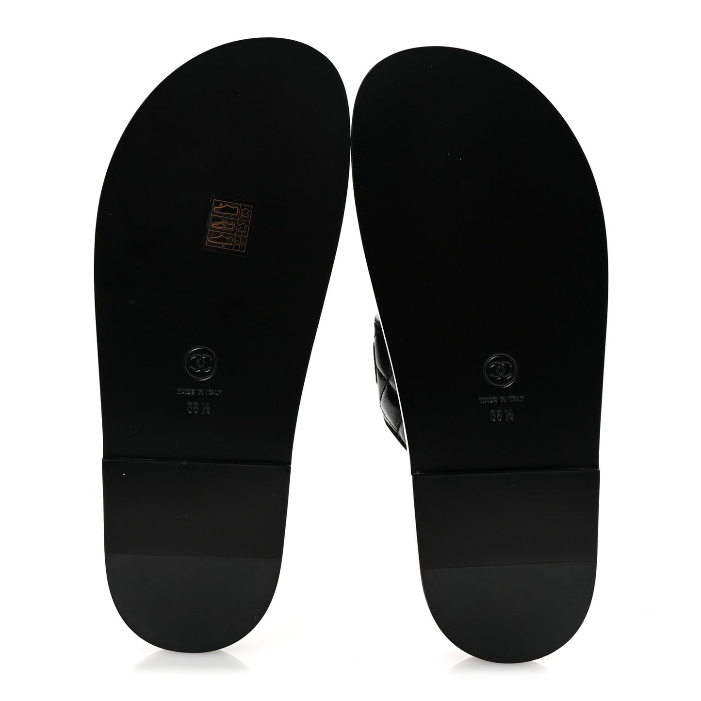 Lambskin Quilted Velcro Dad Chain CC Slide Sandals 38.5 Black
