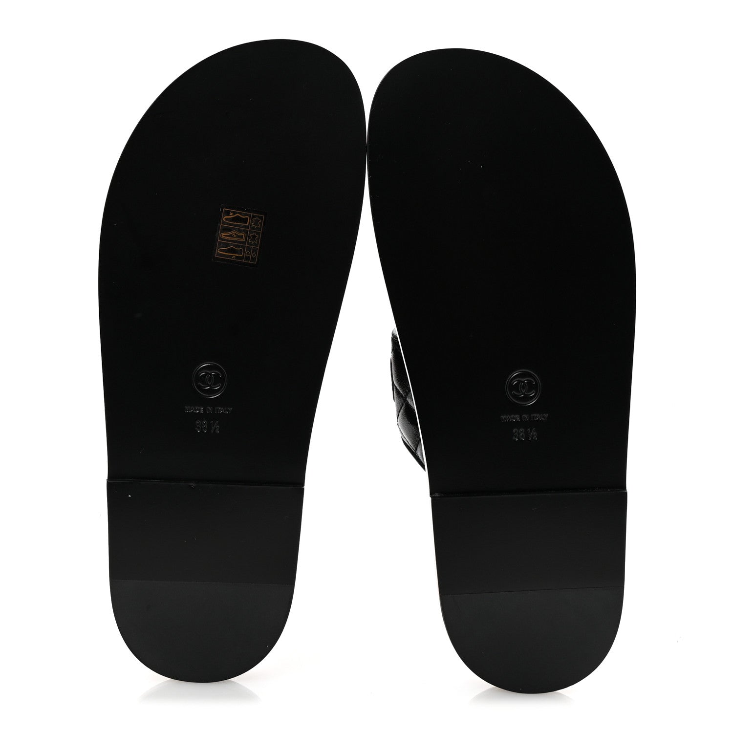 Chanel Lambskin Quilted Velcro Dad Chain CC Slide Sandals 38.5 Black 6 of 10