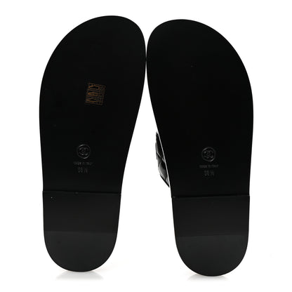 Chanel Lambskin Quilted Velcro Dad Chain CC Slide Sandals 38.5 Black 6 of 10