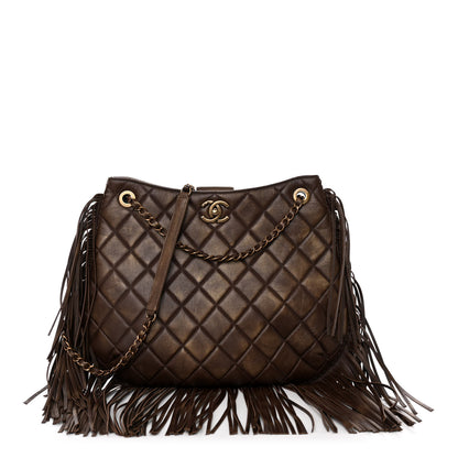 Chanel Calfskin Quilted Into The Fringe Hobo Brown 1 of 10