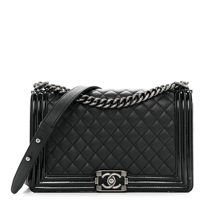 Chanel Goatskin Quilted Patent New Medium Duo Boy Flap Black 1 of 12