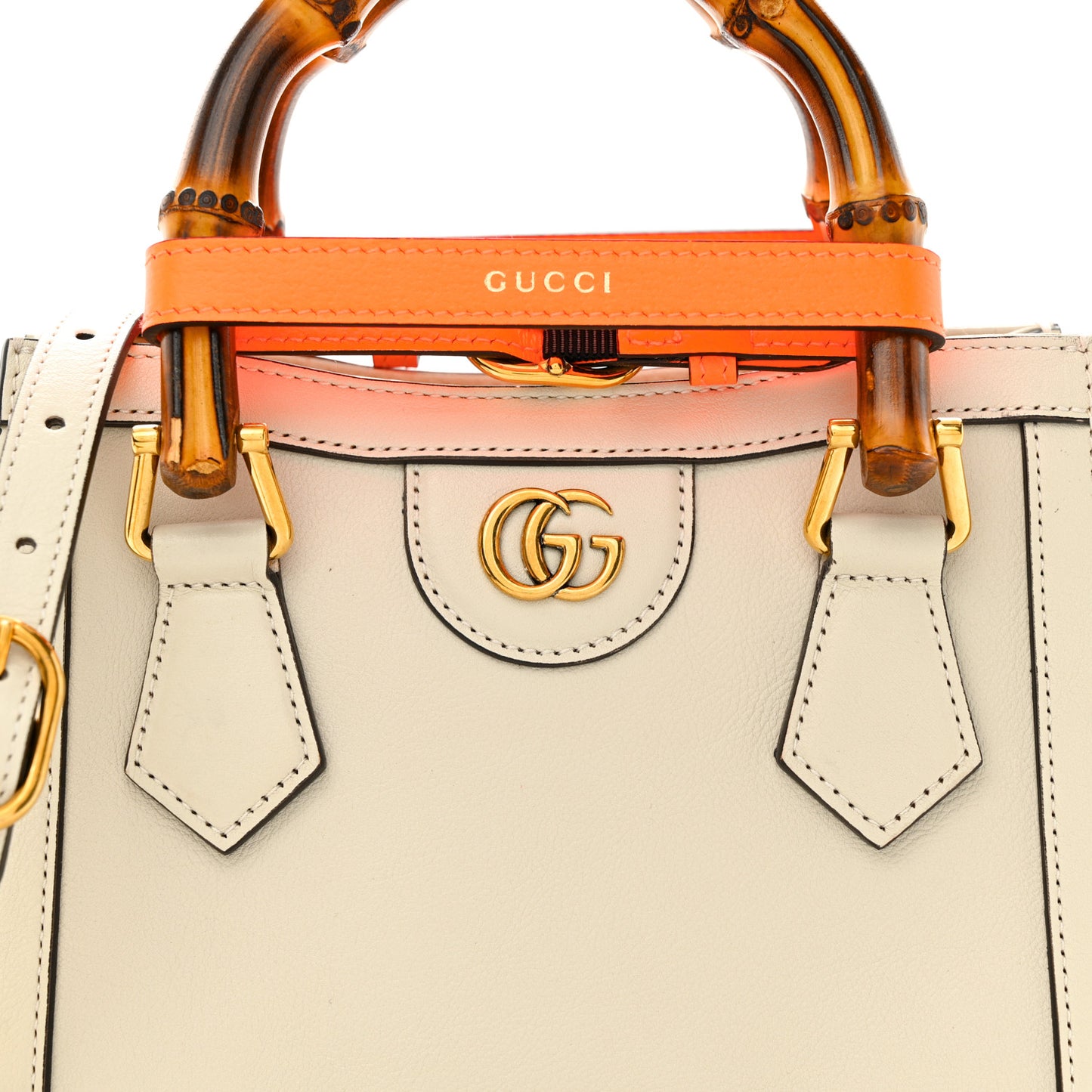 Wonka Grain Calfskin Mini Diana Tote Bag Mystic White Orange Fluo