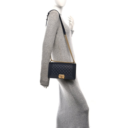 Chanel Lambskin Quilted Medium Boy Flap Dark Navy 2 of 10