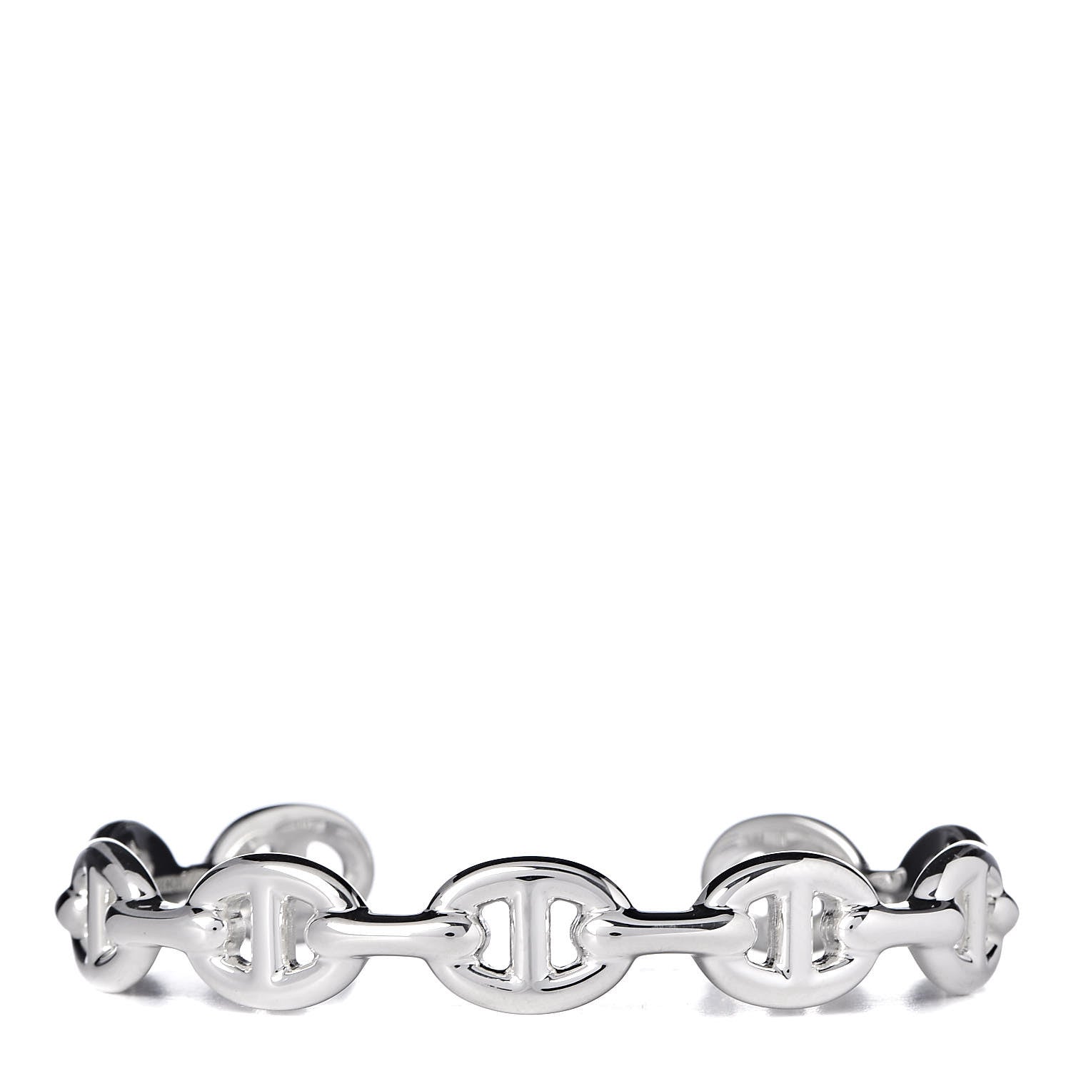 Hermes Sterling Silver MM Chaine d'Ancre Enchainee Cuff Bracelet LG 1 of 5