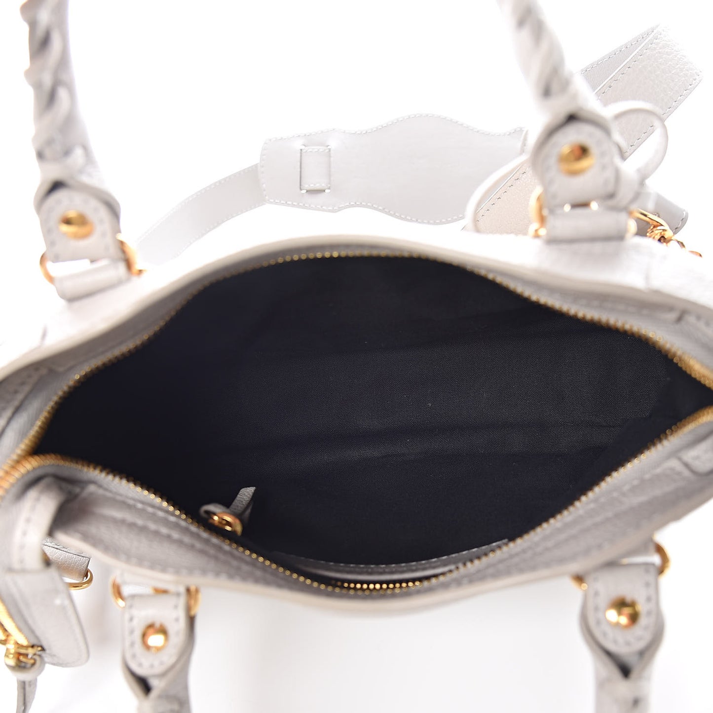 Chevre Gold Metallic Edge Hardware Mini City Gris Clair Gris Perle