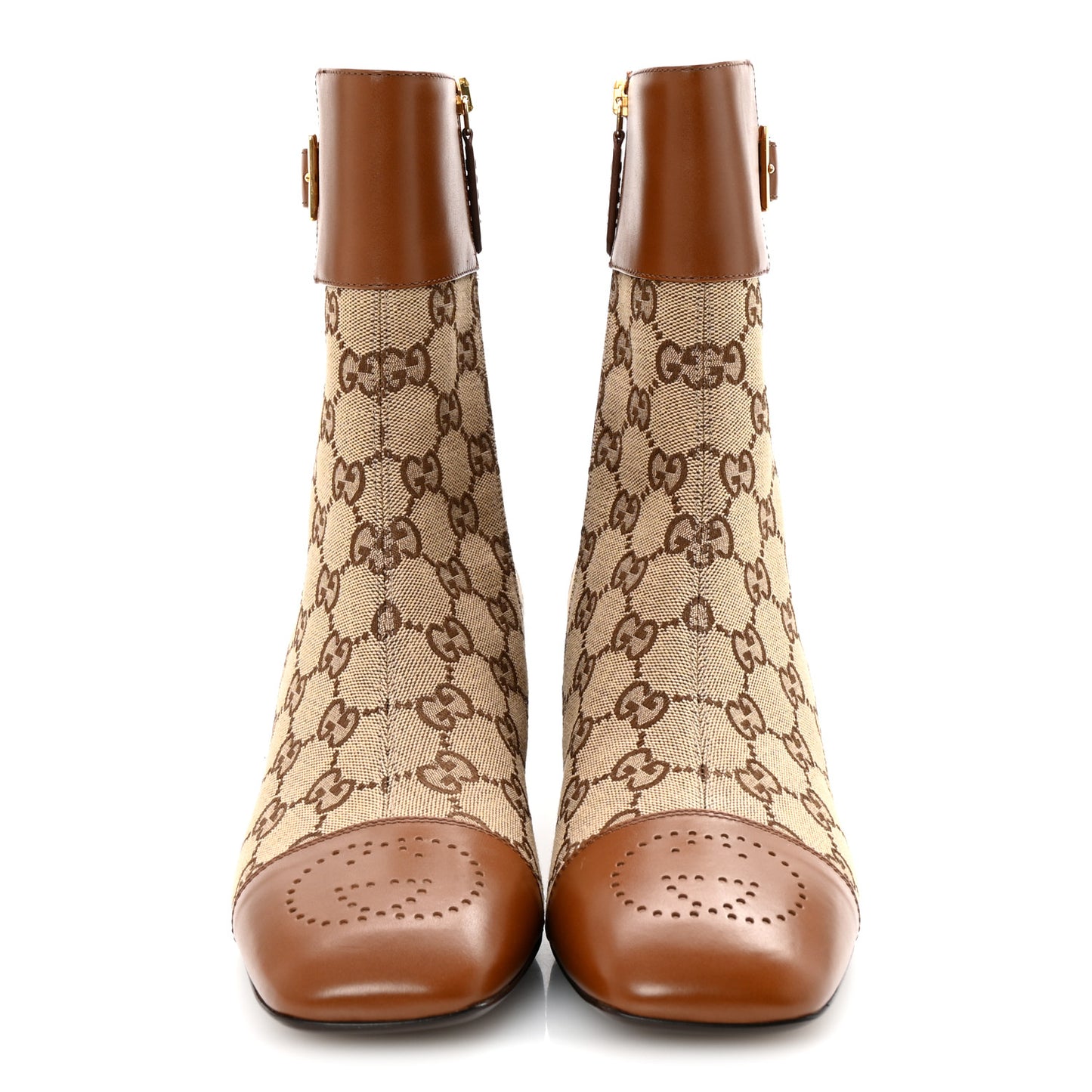 Monogram Cordovan Lux GG Ankle Boots 40 Beige Cuir