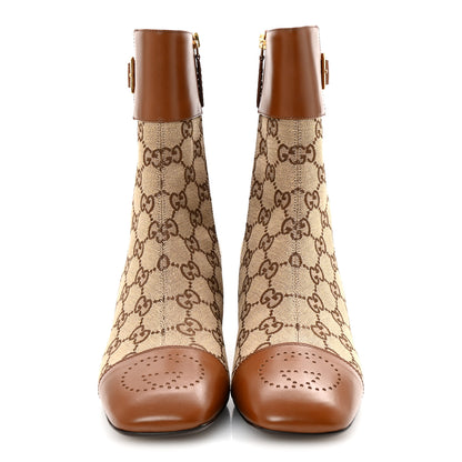 Gucci Monogram Cordovan Lux GG Ankle Boots 40 Beige Cuir 3 of 10