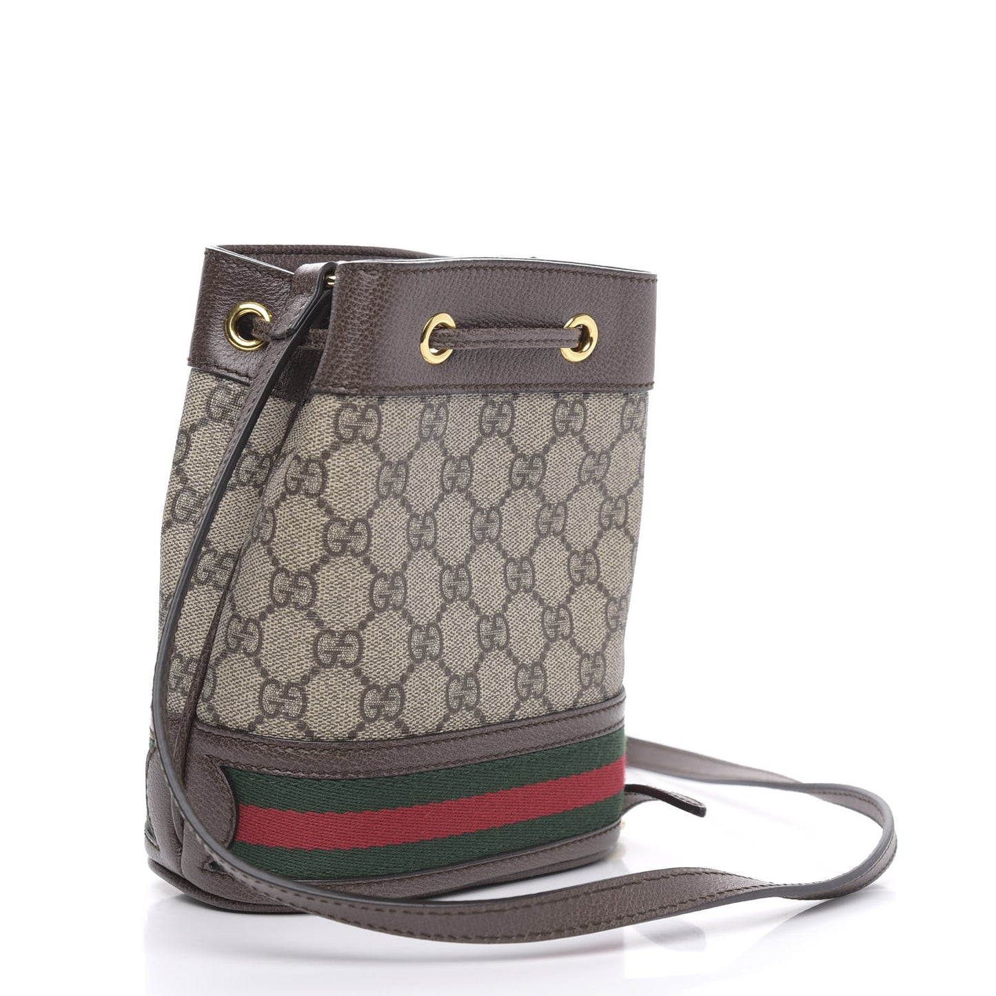 GG Supreme Monogram Web Mini Ophidia Bucket Bag Brown
