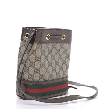 Gucci GG Supreme Monogram Web Mini Ophidia Bucket Bag Brown 3 of 10