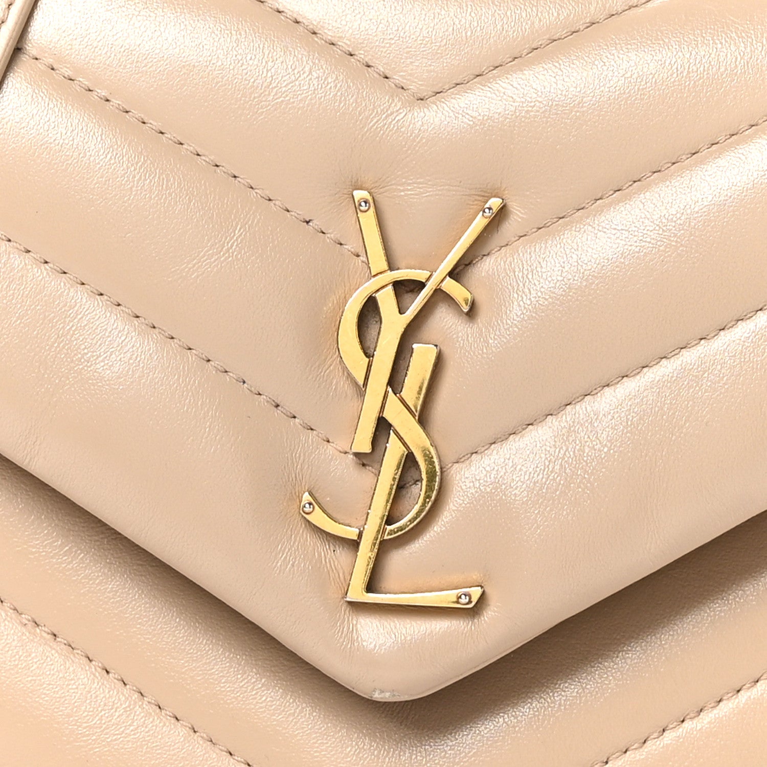 Saint Laurent Calfskin Y Quilted Monogram Small Loulou Chain Dark Beige 8 of 11