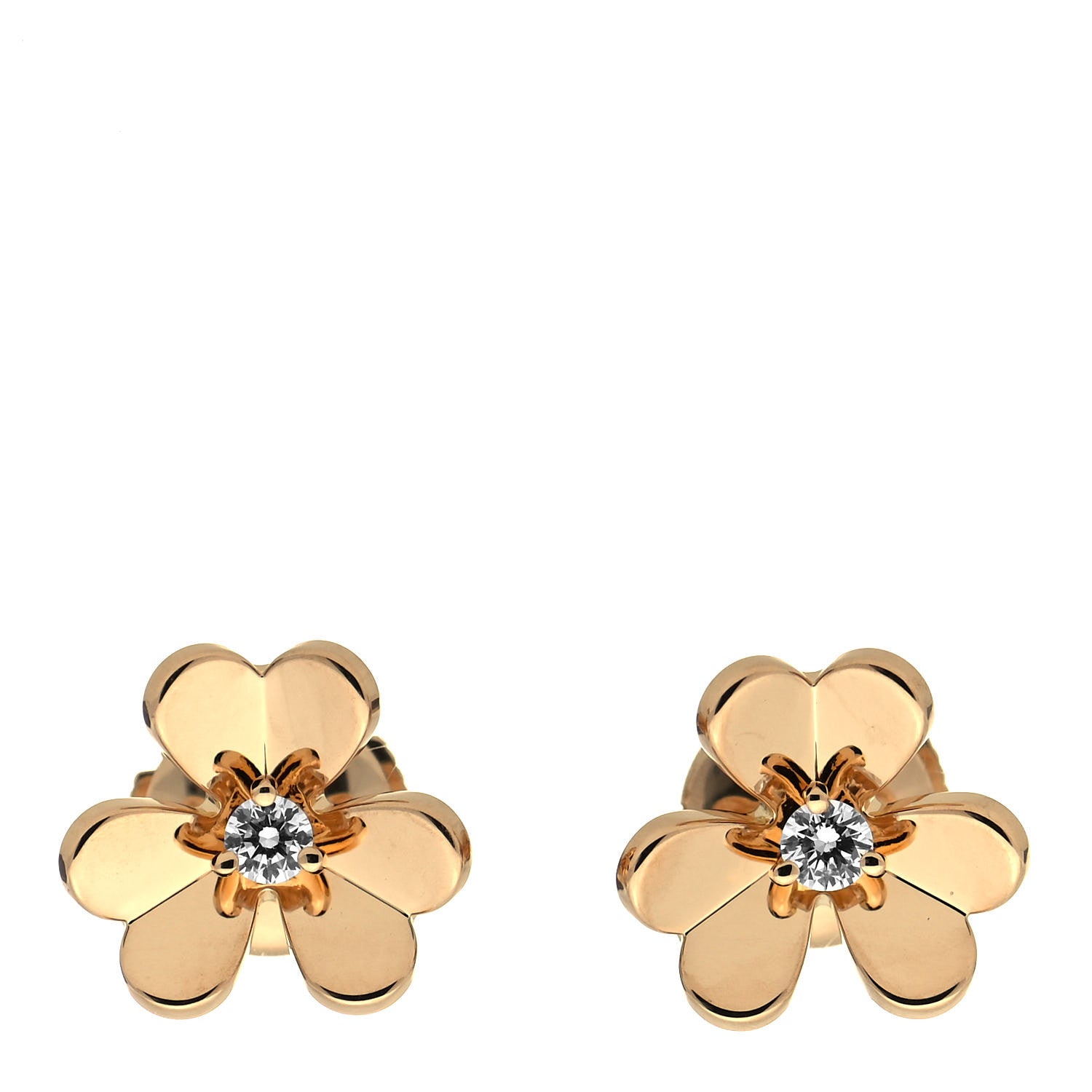 Van Cleef & Arpels 18K Yellow Gold Diamond Mini Frivole Earrings 1 of 5