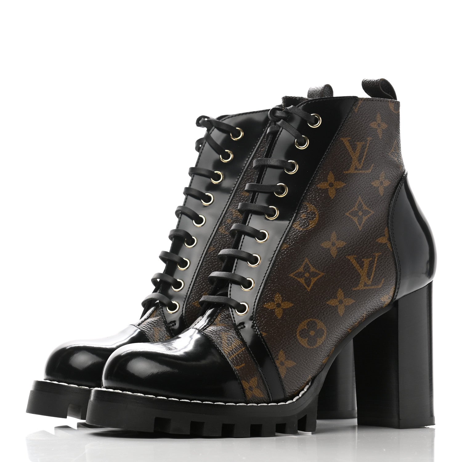 Louis Vuitton Patent Calfskin Monogram Star Trail Ankle Boots 41 Black 3 of 9