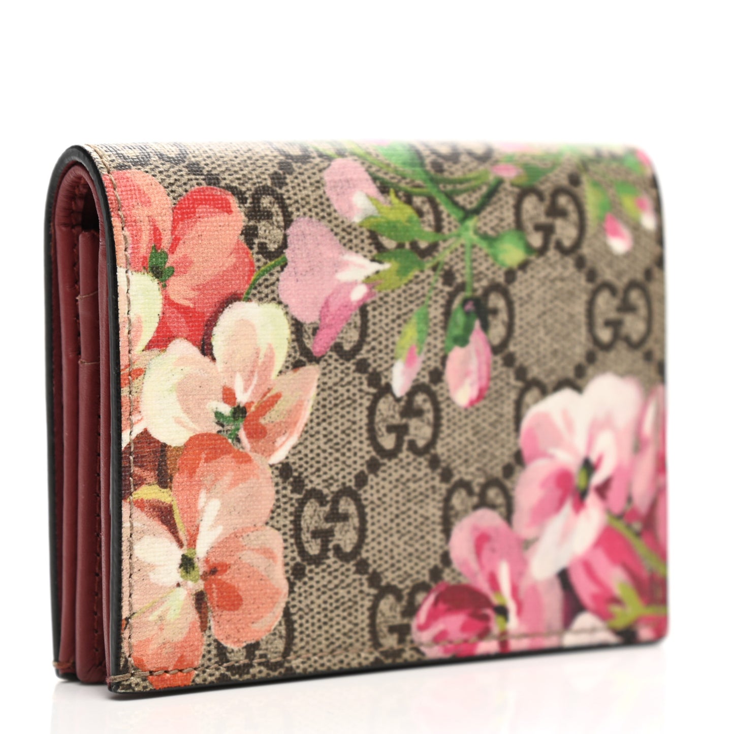 GG Supreme Monogram Blooms Card Case Beige Multicolor Dry Rose