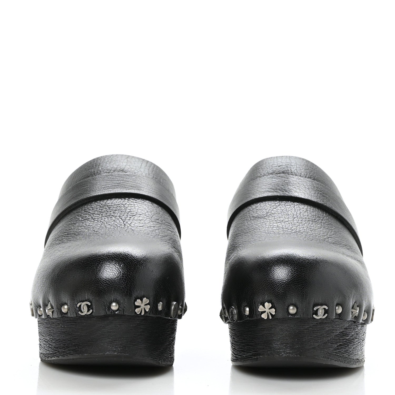 Chanel Calfskin CC Lucky Charms Studded Clogs 40 Black 2 of 8