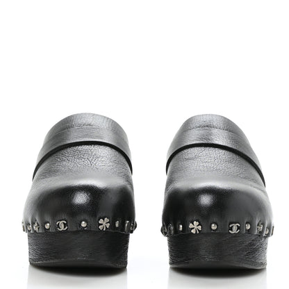Chanel Calfskin CC Lucky Charms Studded Clogs 40 Black 2 of 8