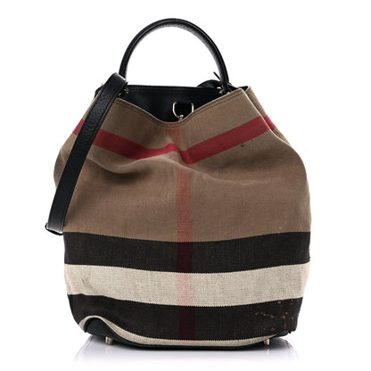 Burberry Canvas Mega Check Medium Ashby Hobo Black 1 of 24