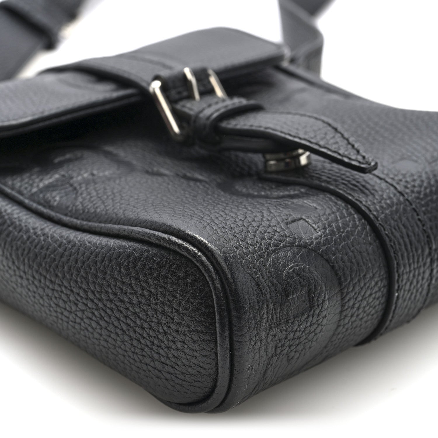 Gucci Piuma Calfskin Jumbo GG Embossed Small Messenger Bag Black 8 of 9