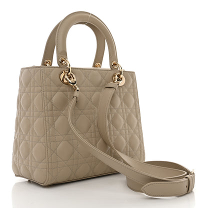 Christian Dior Lambskin Cannage Medium Lady Dior Beige 3 of 10