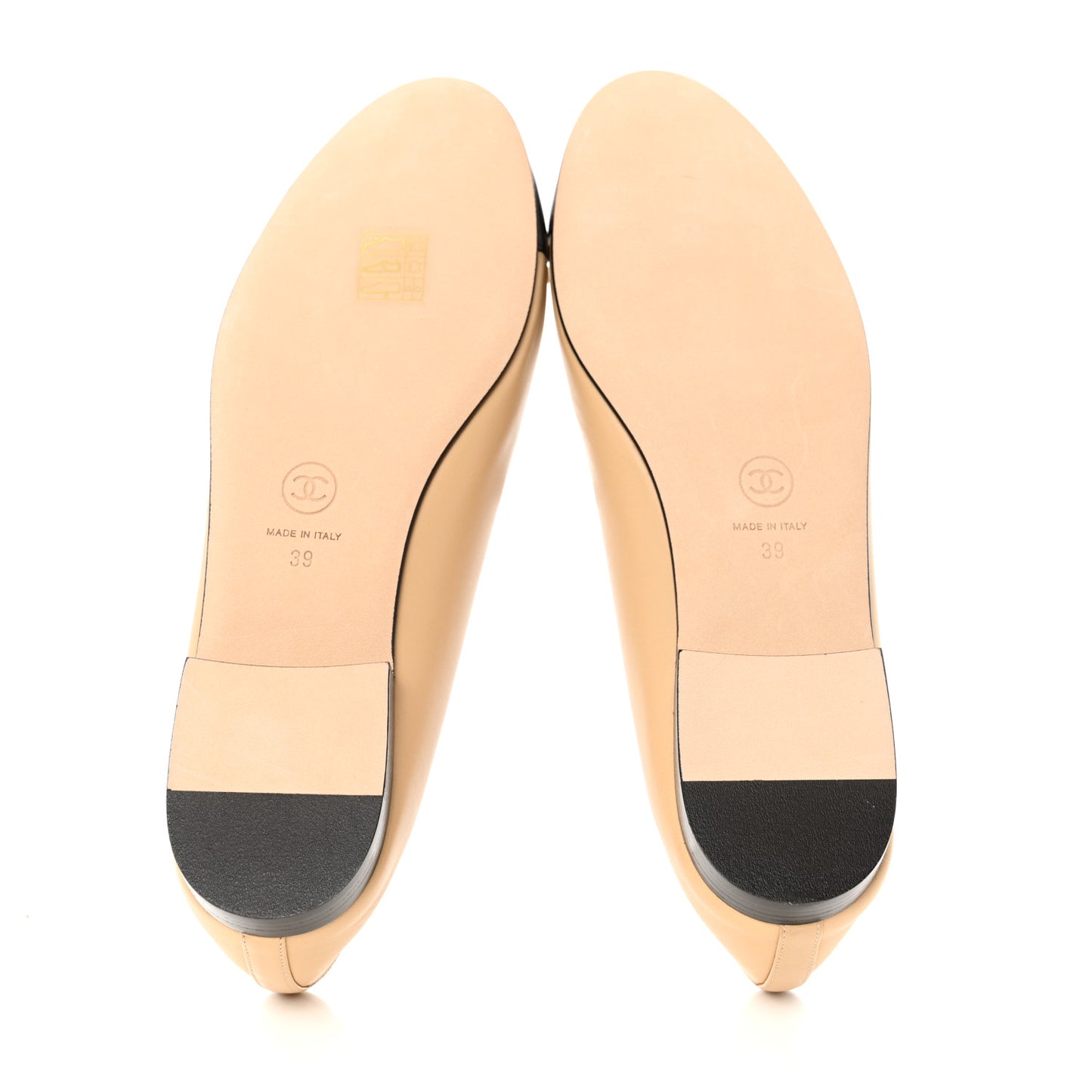 Lambskin Cap Toe CC Ballerina Flats 39 Beige Black