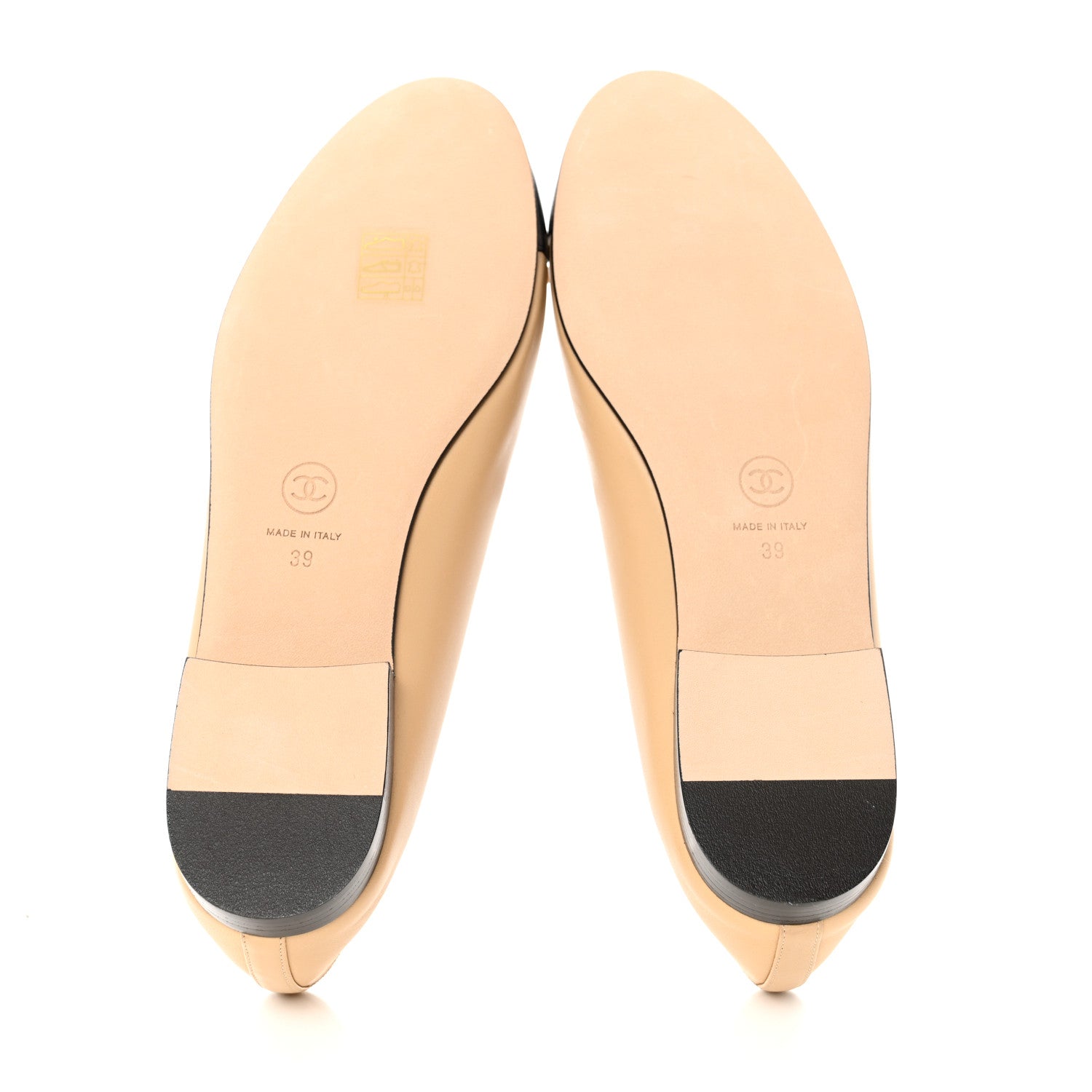 Chanel Lambskin Cap Toe CC Ballerina Flats 39 Beige Black 5 of 9
