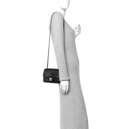 Chanel Caviar Chevron Quilted Mini Square Flap Black 2 of 10