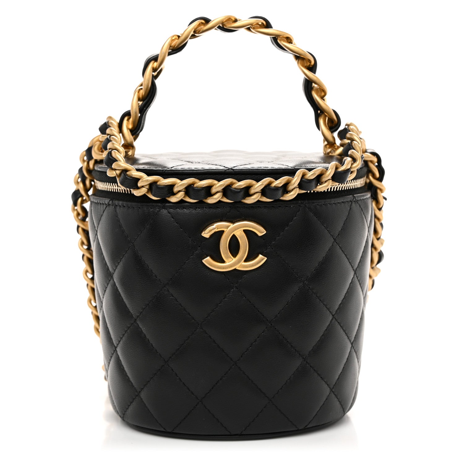 Chanel Lambskin Quilted Afternoon Tea Top Handle Vanity Case With Chain Black 1 of 12