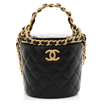Chanel Lambskin Quilted Afternoon Tea Top Handle Vanity Case With Chain Black 1 of 12
