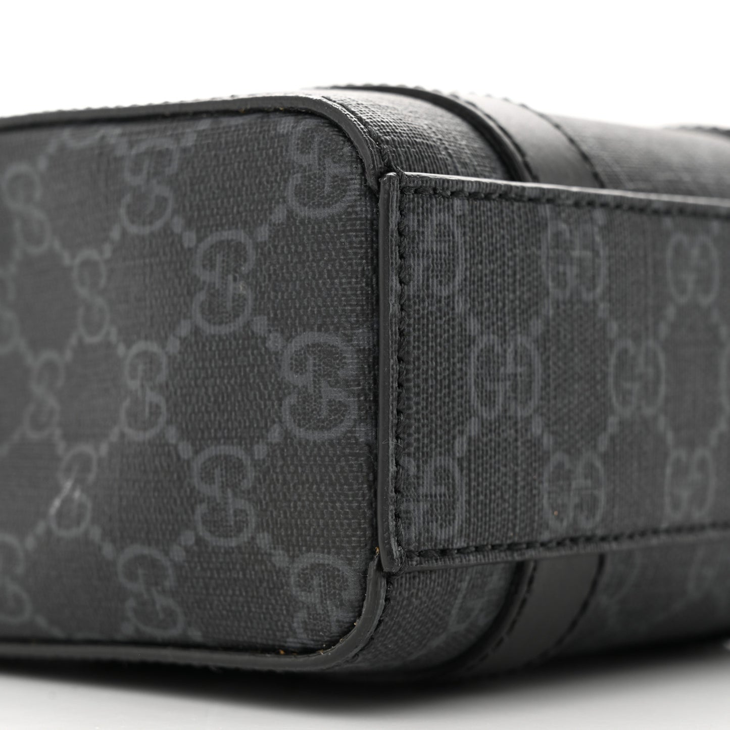 GG Supreme Monogram Appia Calfskin Web Mini Tote Bag Black