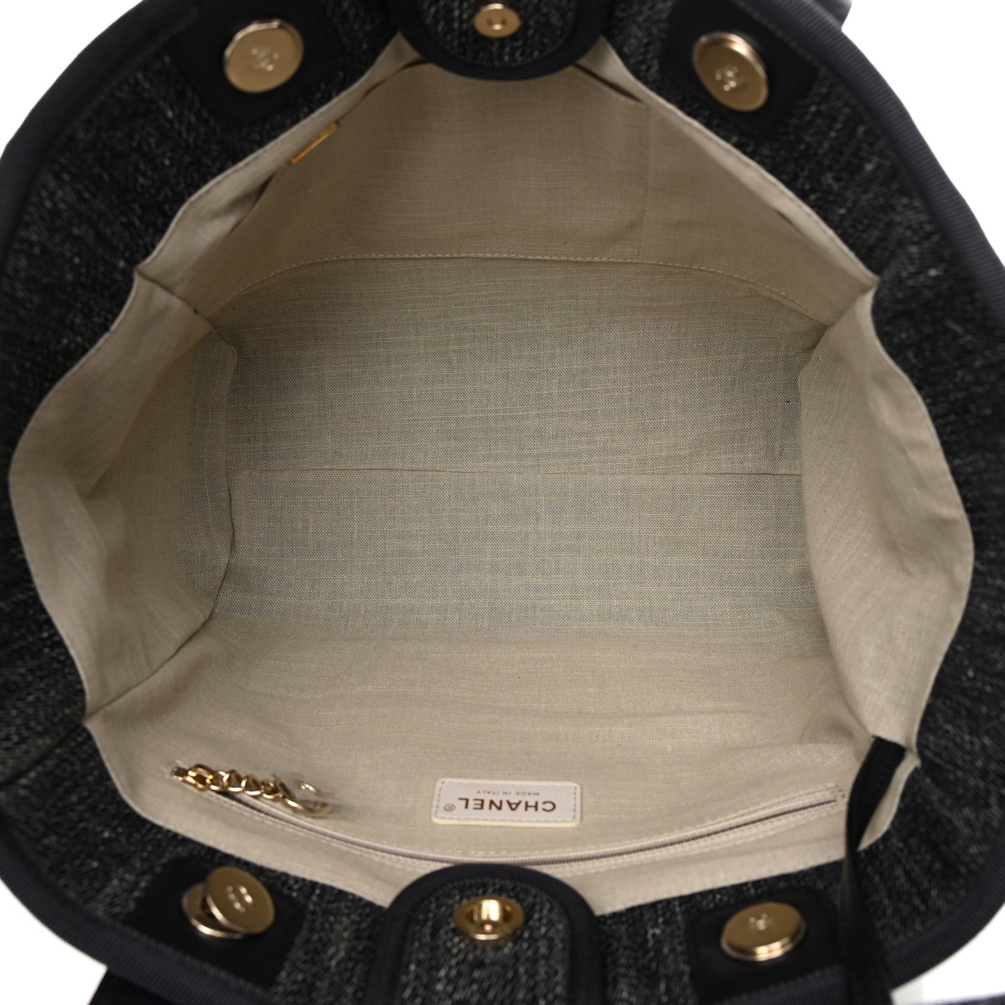 Denim Medium Deauville Tote Dark Blue White