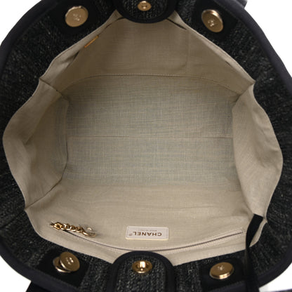 Chanel Denim Medium Deauville Tote Dark Blue White 6 of 13