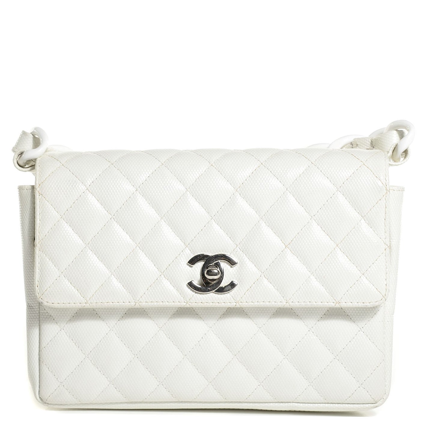 Lizard Quilted Small Flap White