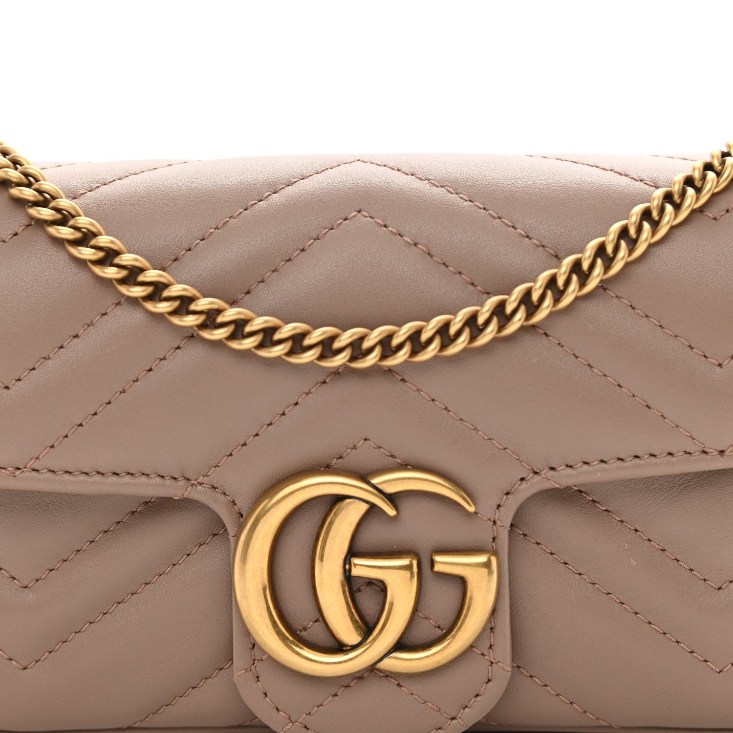 Gucci Calfskin Matelasse Super Mini GG Marmont Shoulder Bag Porcelain Rose 8 of 8