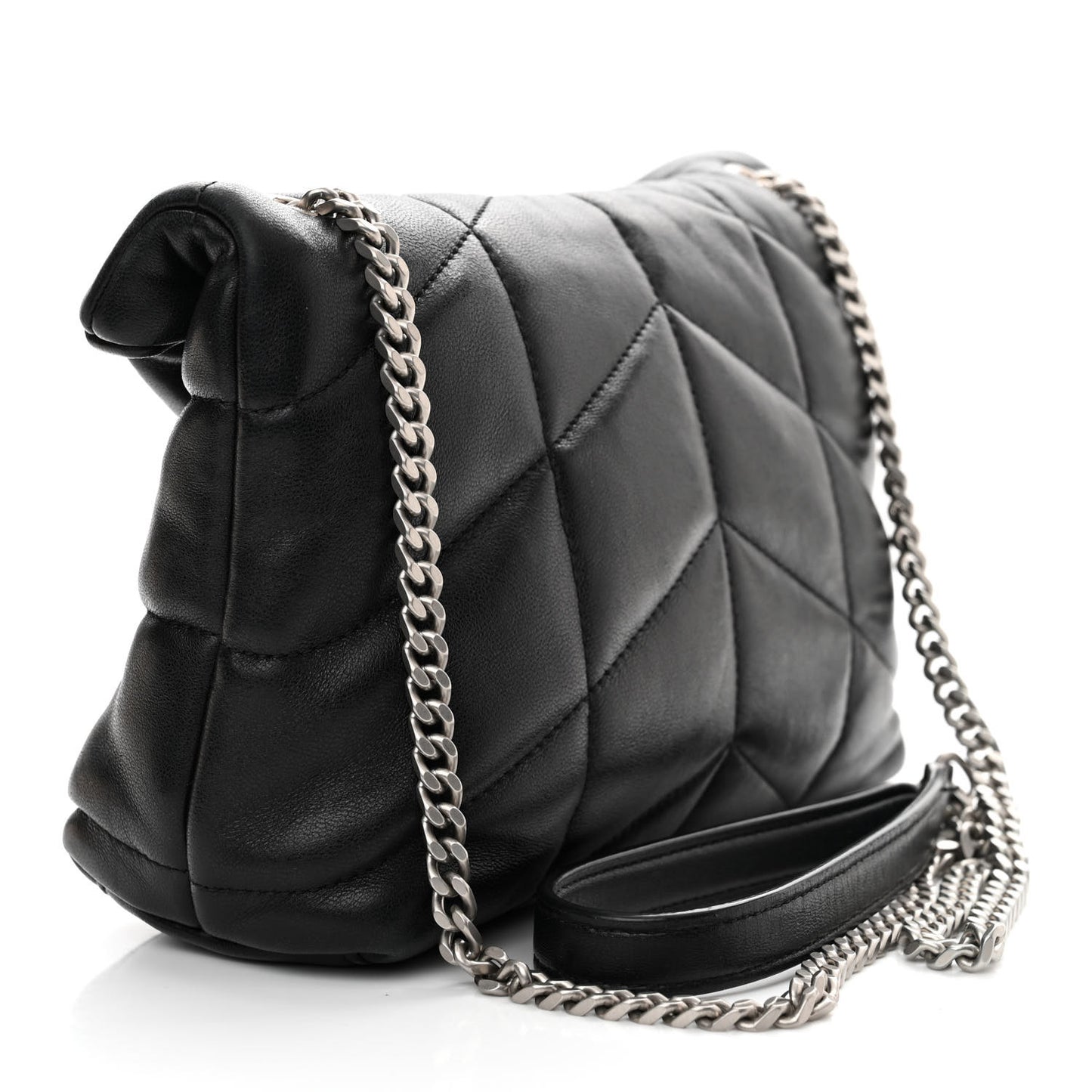 Lambskin Quilted Toy Loulou Puffer Monogram Chain Satchel Black