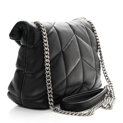 Saint Laurent Lambskin Quilted Toy Loulou Puffer Monogram Chain Satchel Black 3 of 12