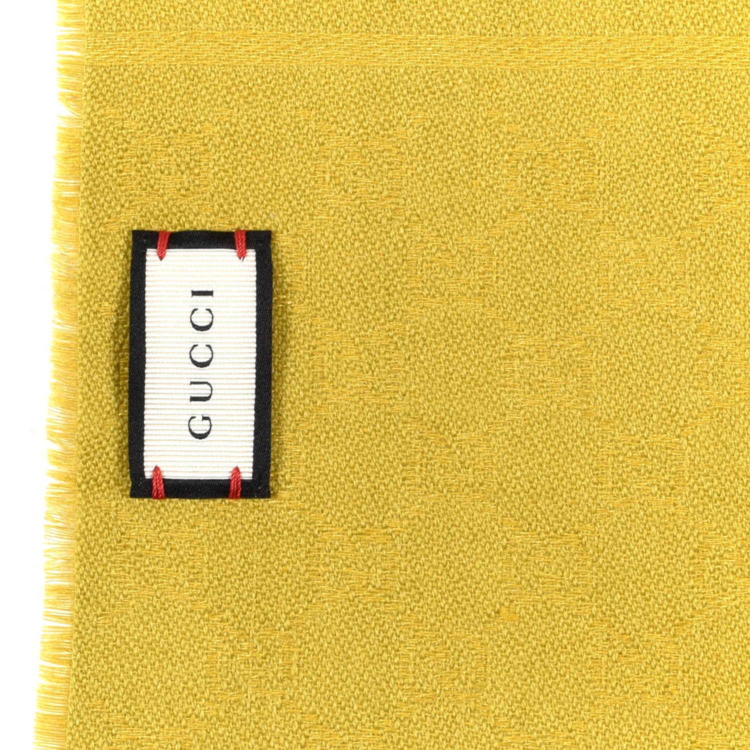 Gucci Wool Silk Monogram Fringe Scarf Marigold 3 of 5