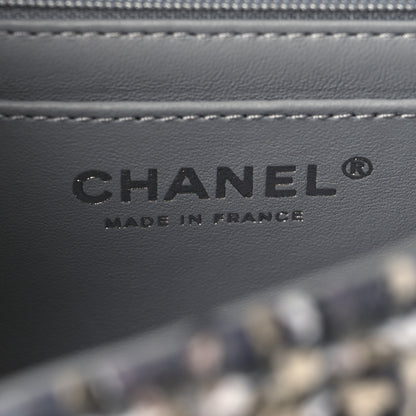 Chanel Tweed Quilted Mini Side Pearl Flap Bag Grey 6 of 10