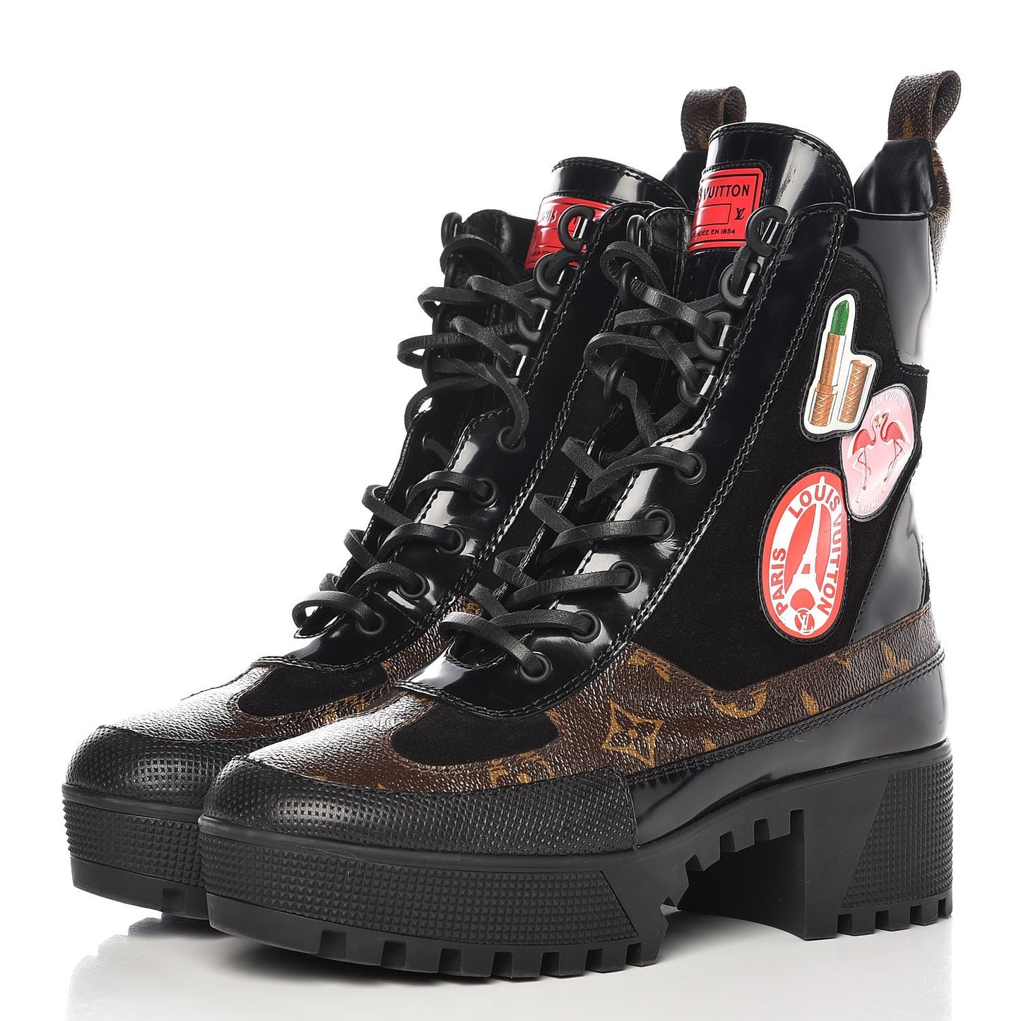 Suede Calfskin Monogram Checkpoint Platform Desert Boots 38 Black