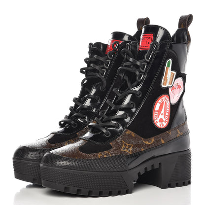 Louis Vuitton Suede Calfskin Monogram Checkpoint Platform Desert Boots 38 Black 2 of 8