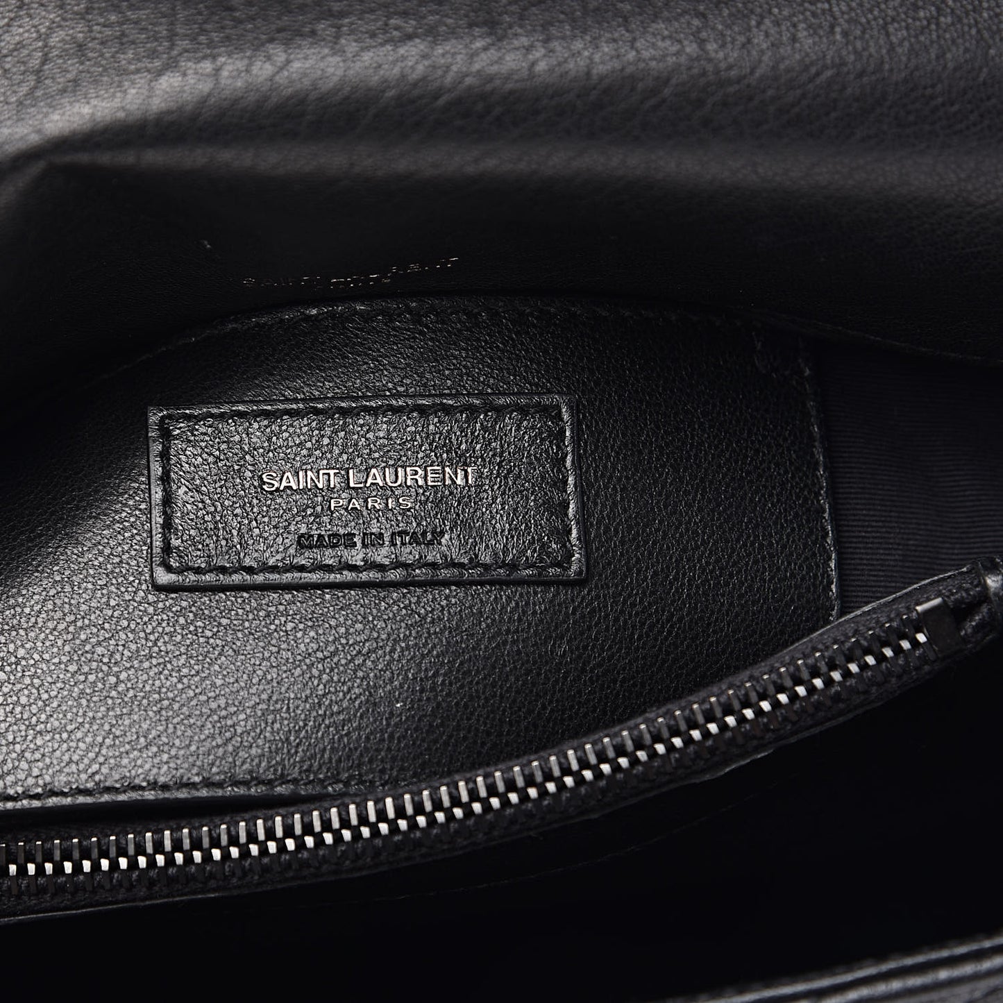 Sheepskin Matelasse Chevron Monogram Medium College Bag Black