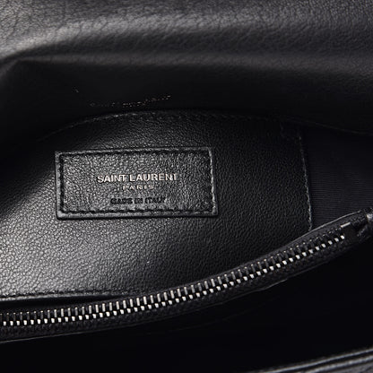 Saint Laurent Sheepskin Matelasse Chevron Monogram Medium College Bag Black 7 of 12