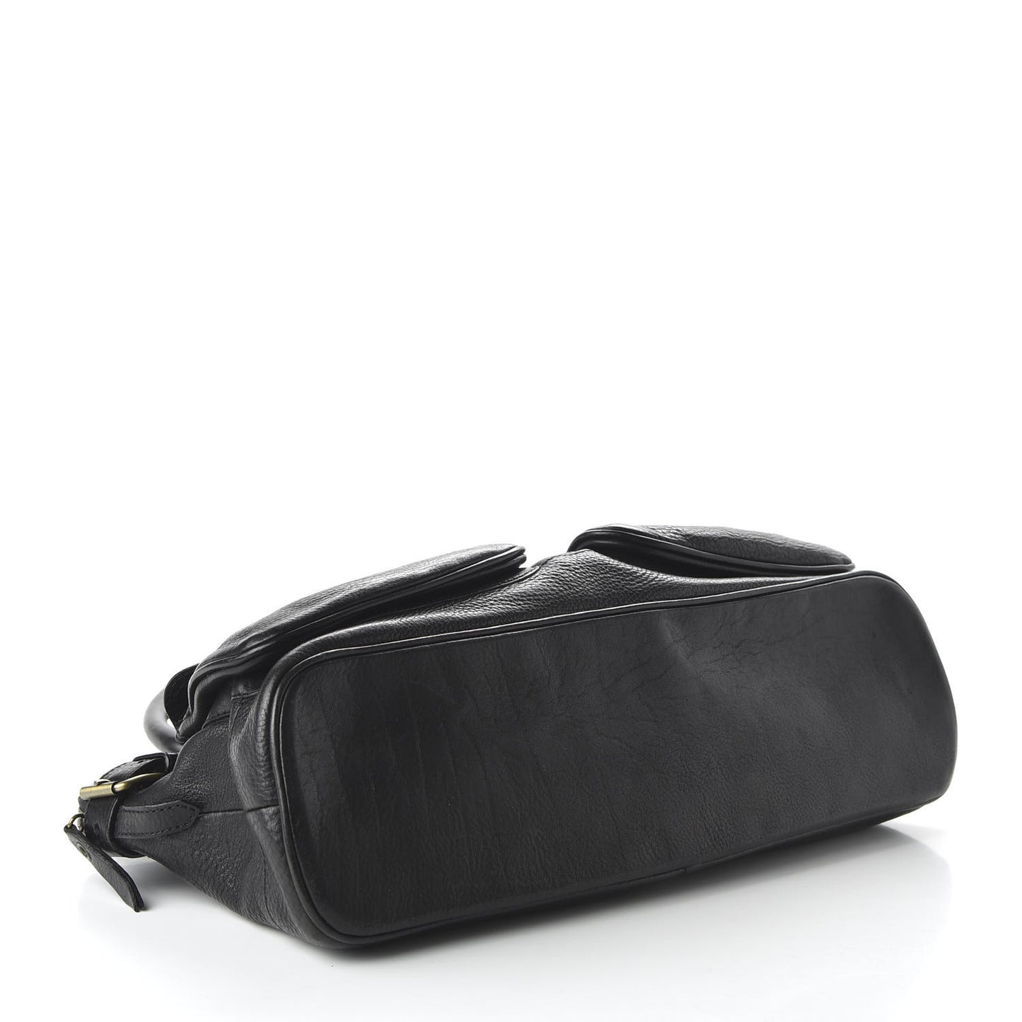 Calfskin Two Front Pocket Satchel Bag Black