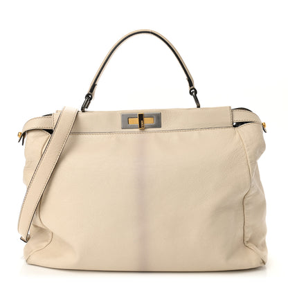 Fendi Goatskin Zucca Large Peekaboo Iconic Satchel Latte Tobacco Moro 1 of 10