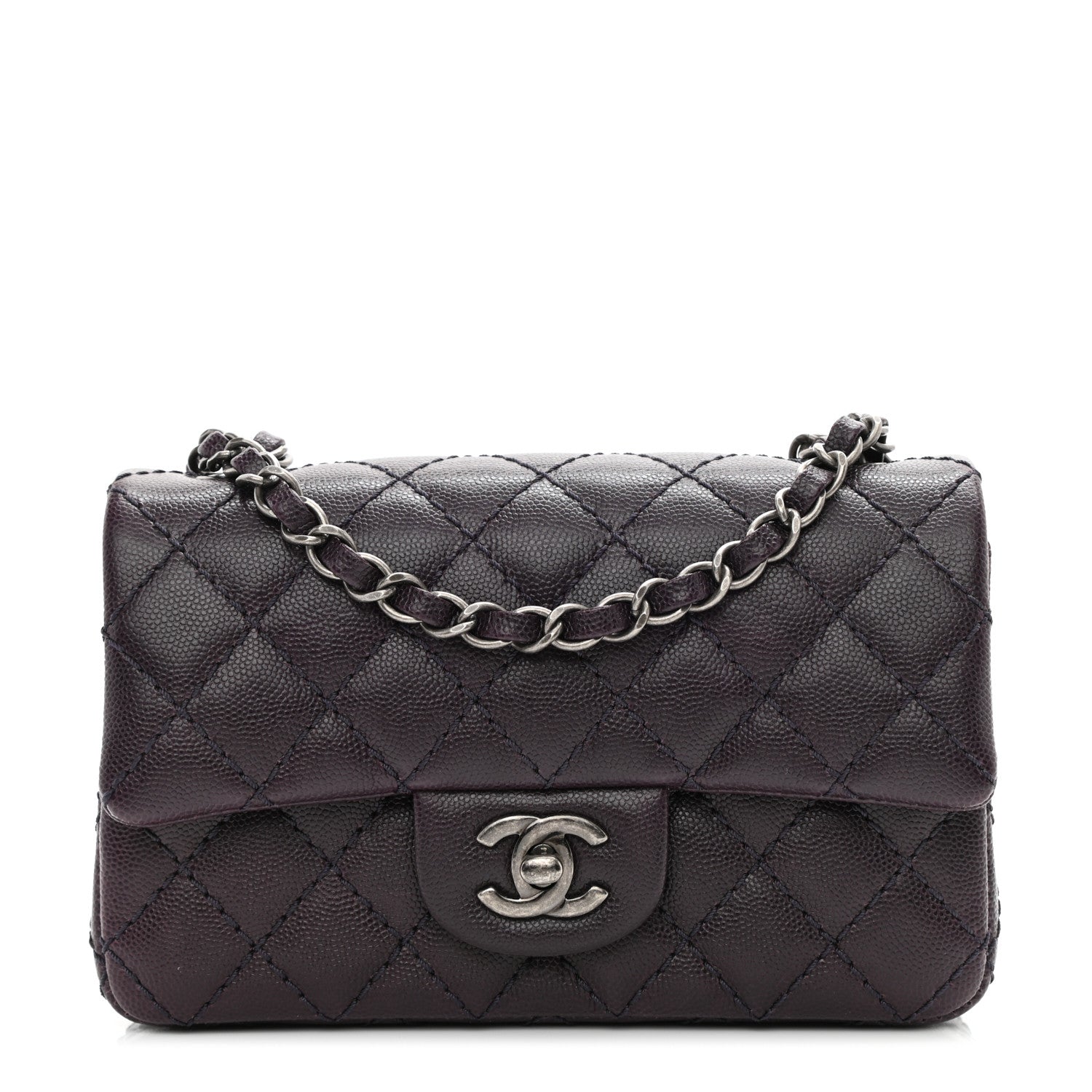 Chanel Caviar Quilted Mini Rectangular Flap Dark Purple 1 of 8