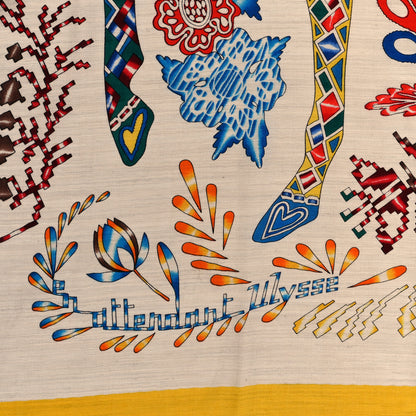 Hermes Cashmere Silk En Attendant Ulysse Shawl 140 Naturel Jaune D'Or 4 of 4