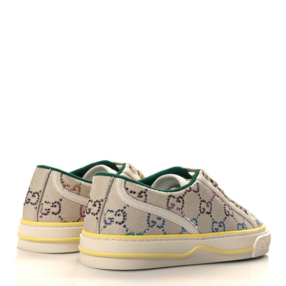 Gucci Canvas Lame Crystal GG Monogram Womens 1977 Tennis Sneakers 35.5 Gardenia Silver Mystic White 4 of 8